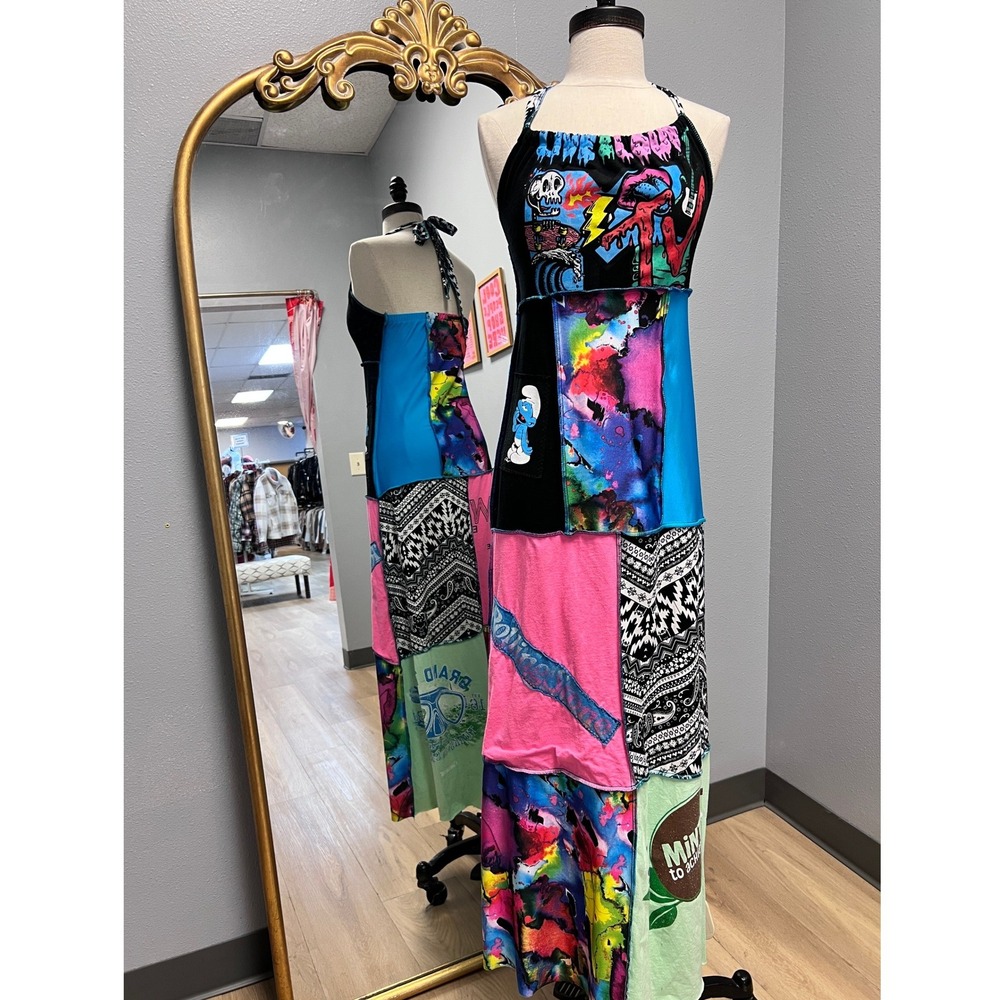 Styles Ever After Maxi Dress Womens Multicolor Excellent Patchwork Halter Gown